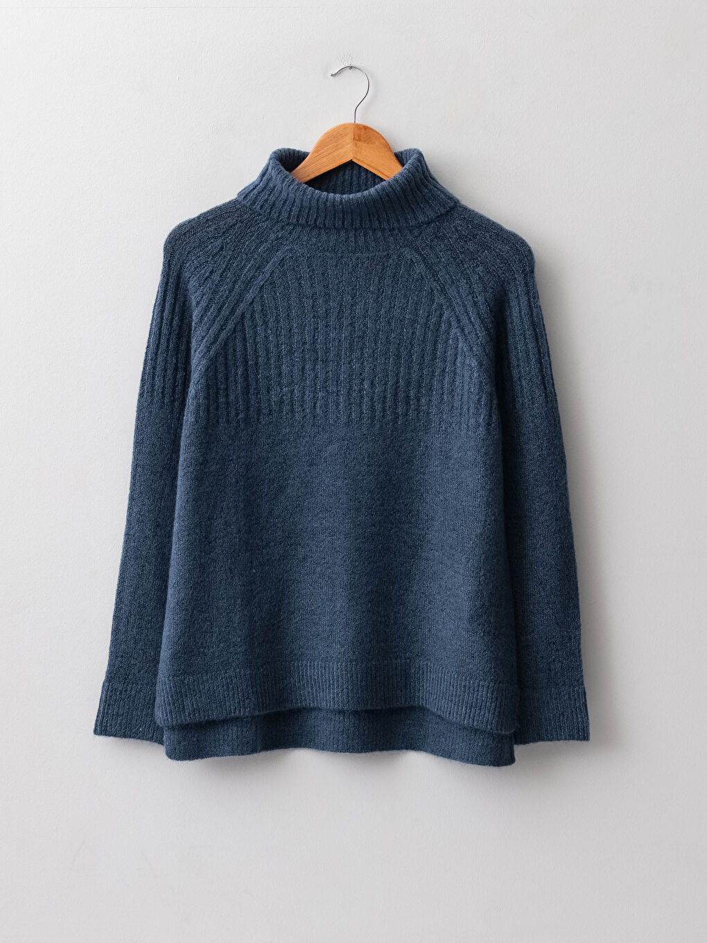 Свитер из трикотажа с длинным рукавом и водолазкой для женщин, однотонный-5