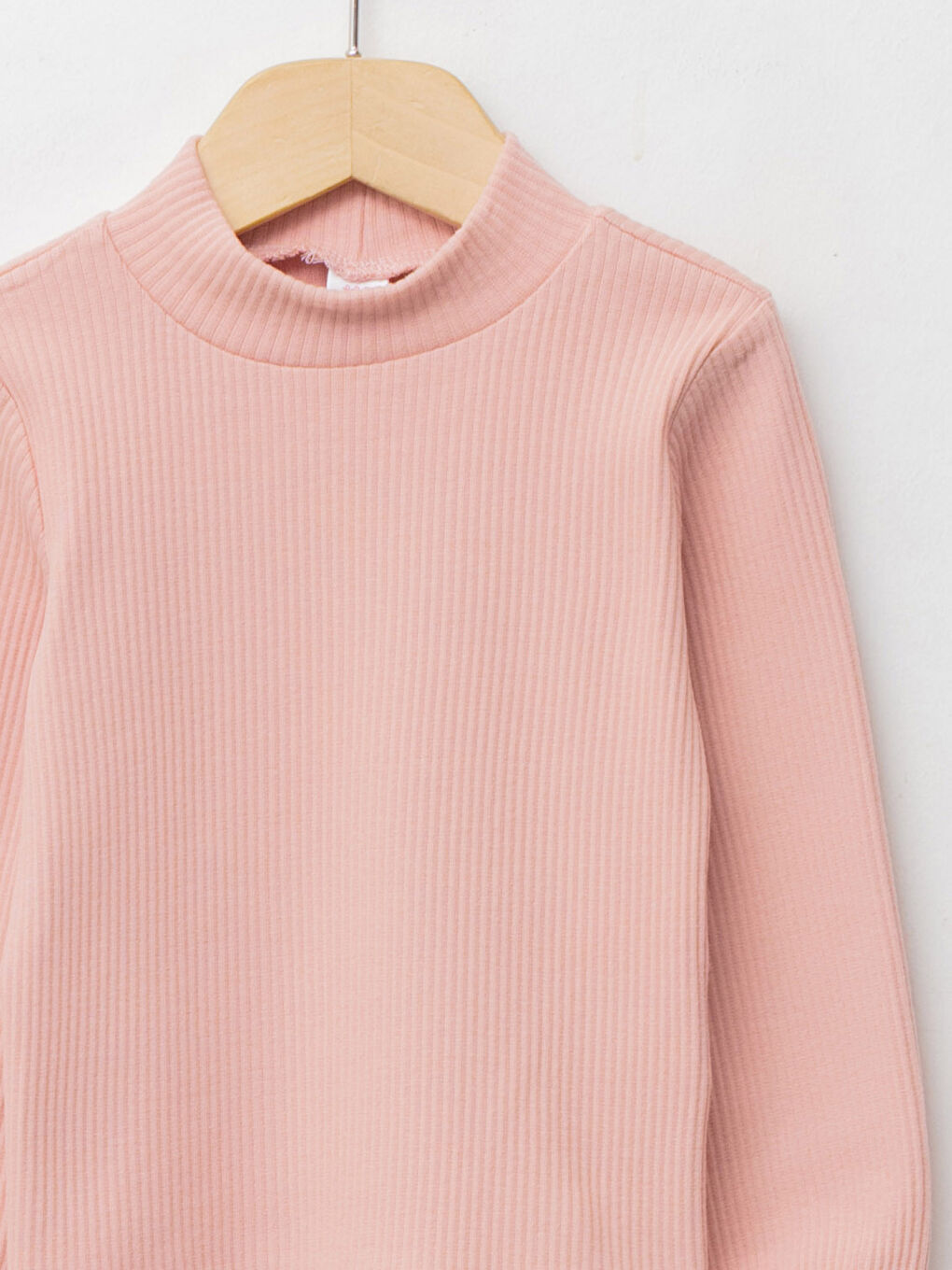 Pembe Yarım Balıkçı Yaka Uzun Kollu Basic Kız Bebek Tişört-2