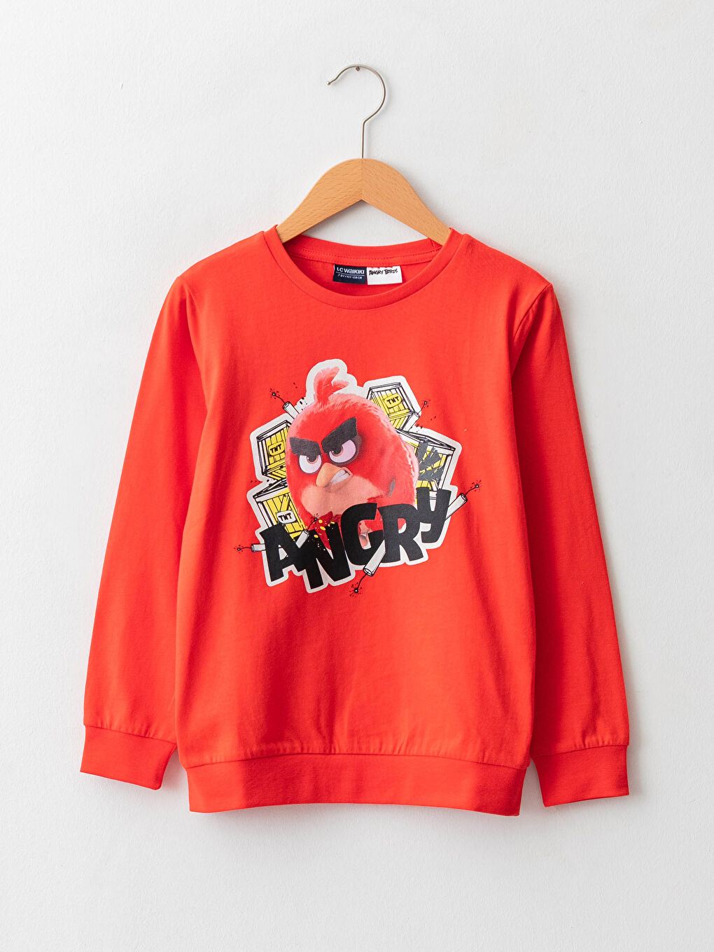 LCW Kids Crew Neck Angry Birds Printed Long Sleeve Boy T-Shirt -W1CP36Z4-HBH