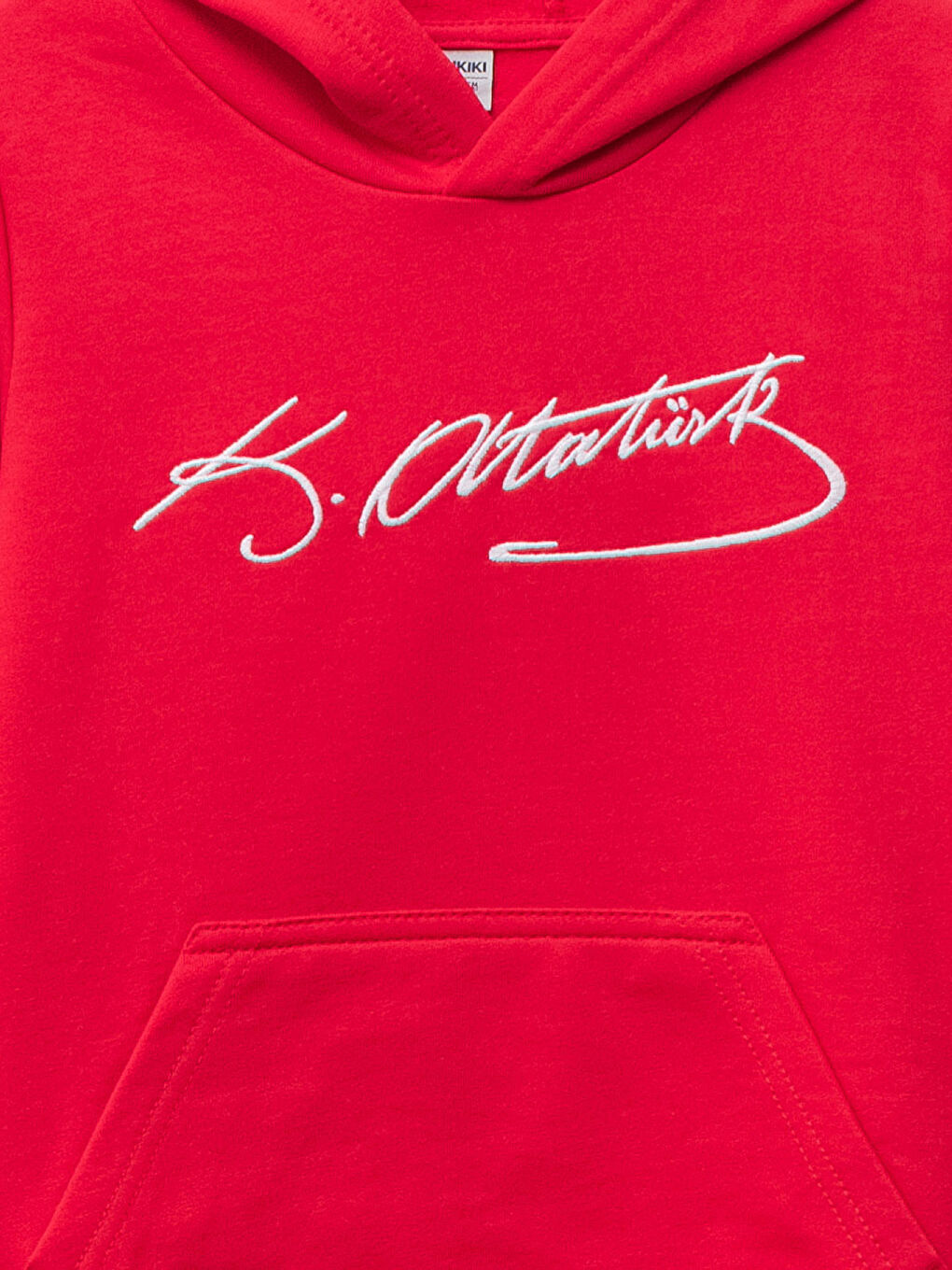 Kırmızı Kapüşonlu Atatürk İmza Baskılı Uzun Kollu Erkek Çocuk Sweatshirt-2