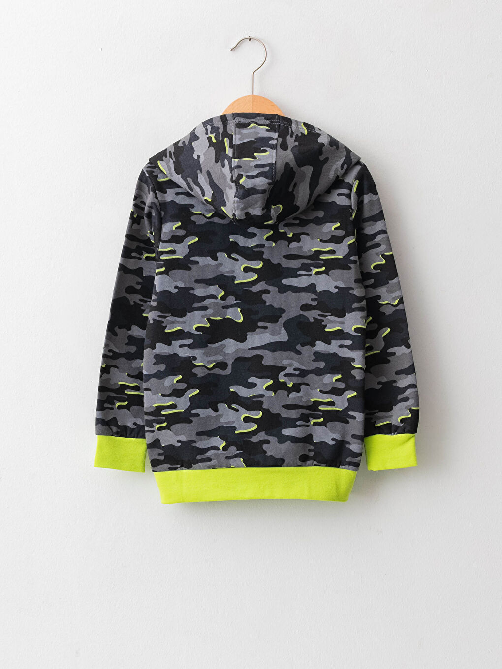 Antrasit Kapüşonlu Kamuflaj Desenli Uzun Kollu Erkek Çocuk Sweatshirt-1