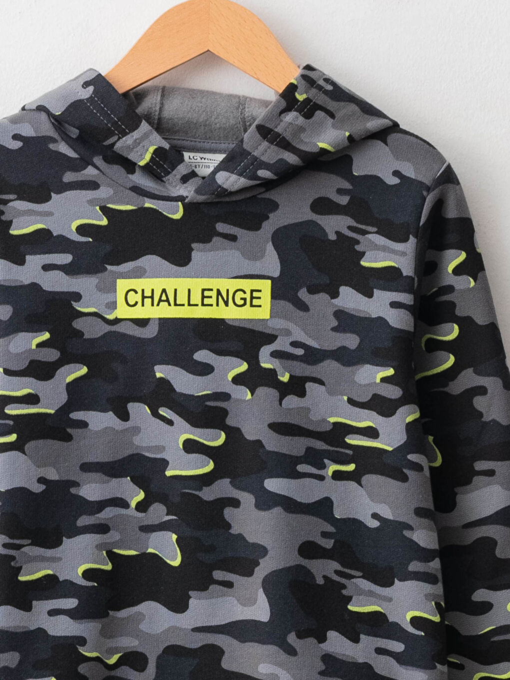 Antrasit Kapüşonlu Kamuflaj Desenli Uzun Kollu Erkek Çocuk Sweatshirt-2