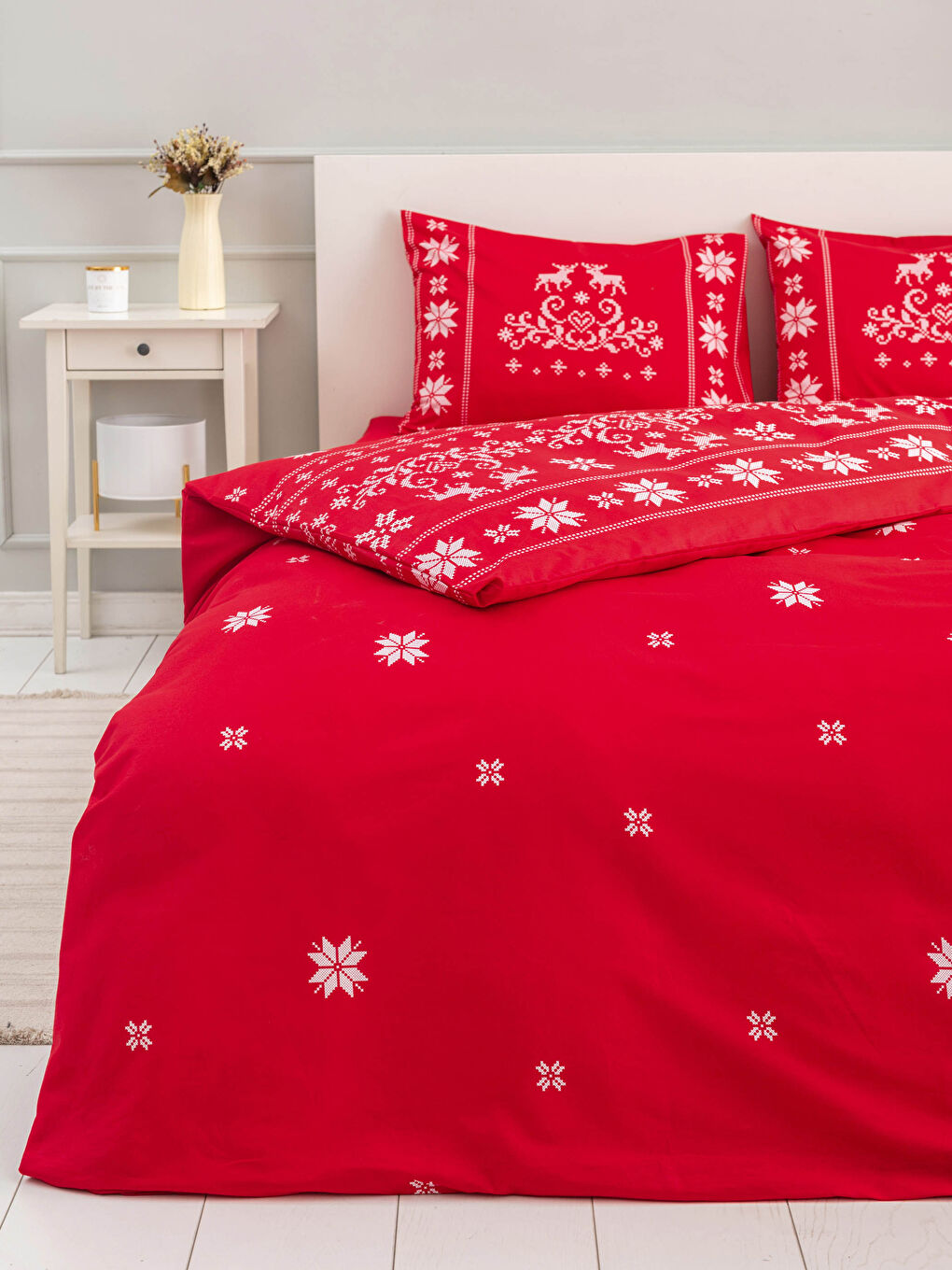 New Year Themed Double Printed Woven Duvet Cover Set