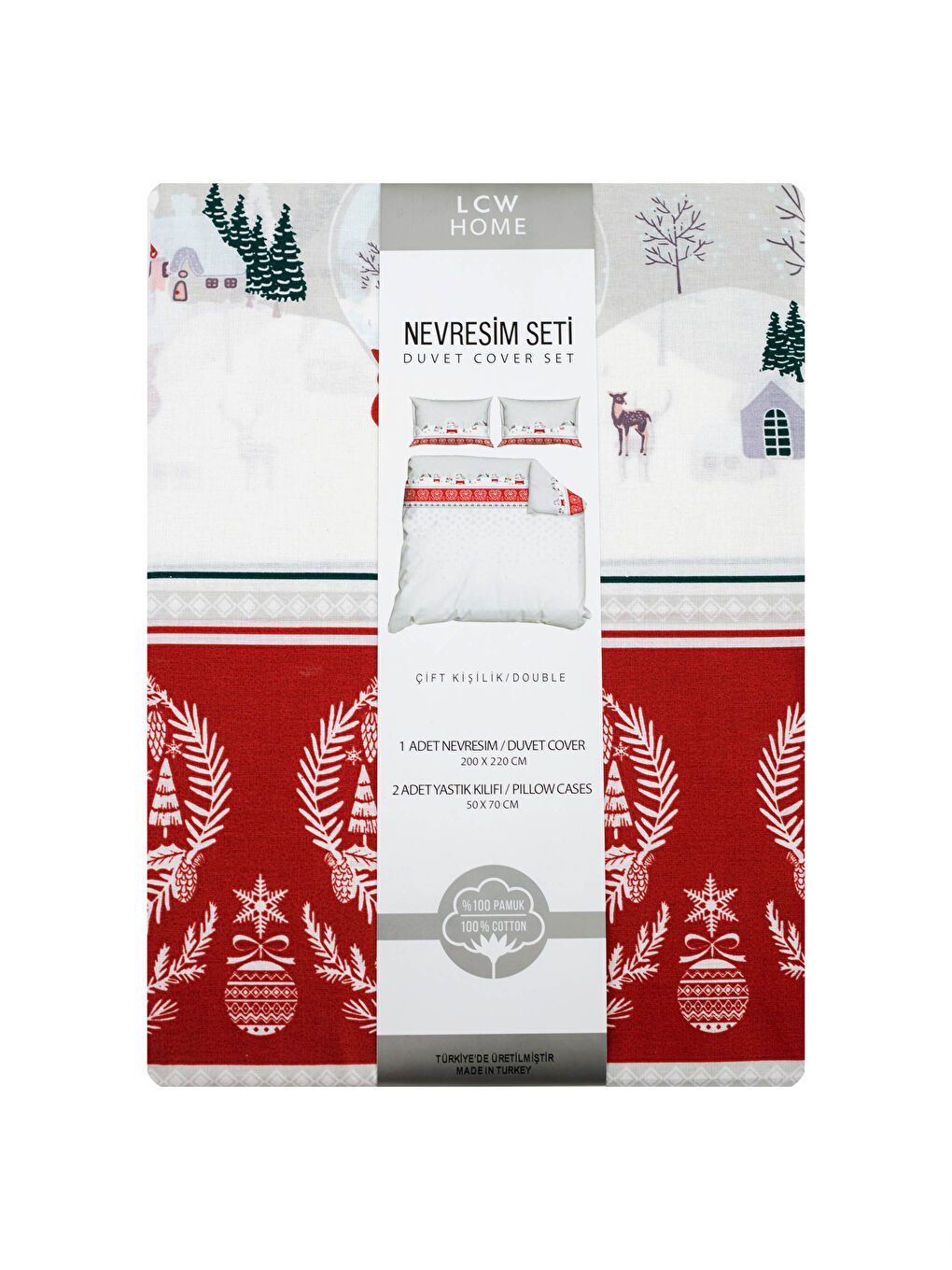 Housse de couette et taies d'oreiller tissées imprimées à thème de Noël-5