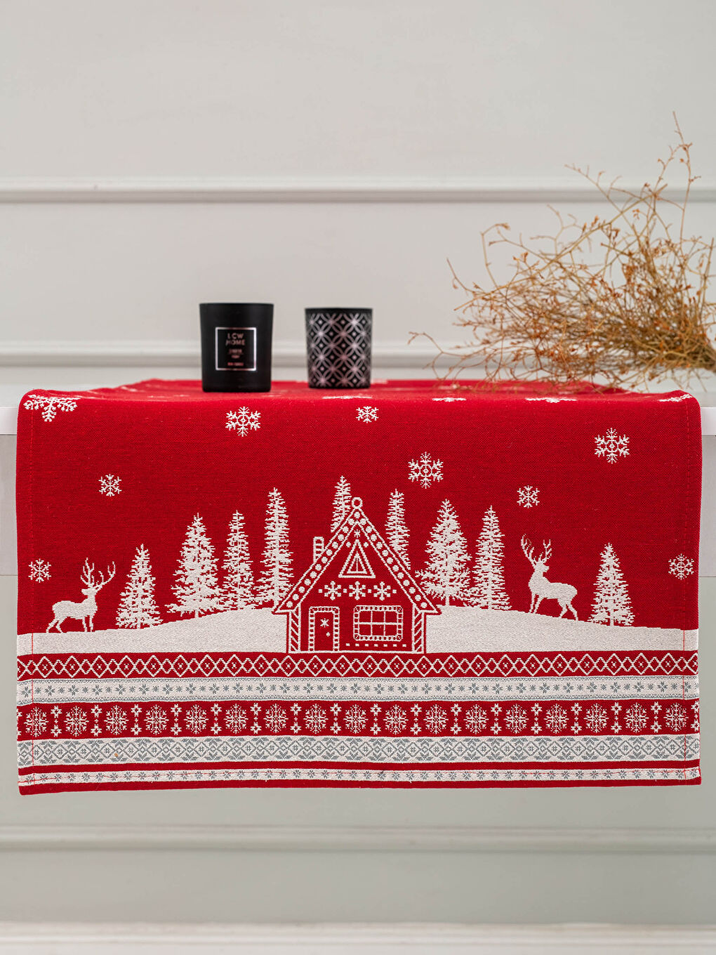 Χριστουγεννιάτικο Θεματικό Ζακάρ Ταπισερί Τραβέρσα