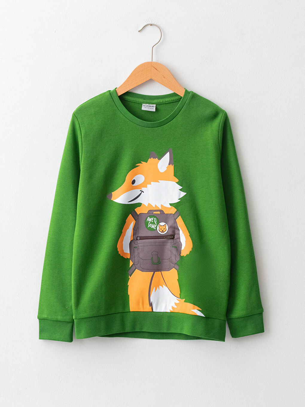 تيشيرت أولاد كم طويل مطبوع ياقة دائرية قطن