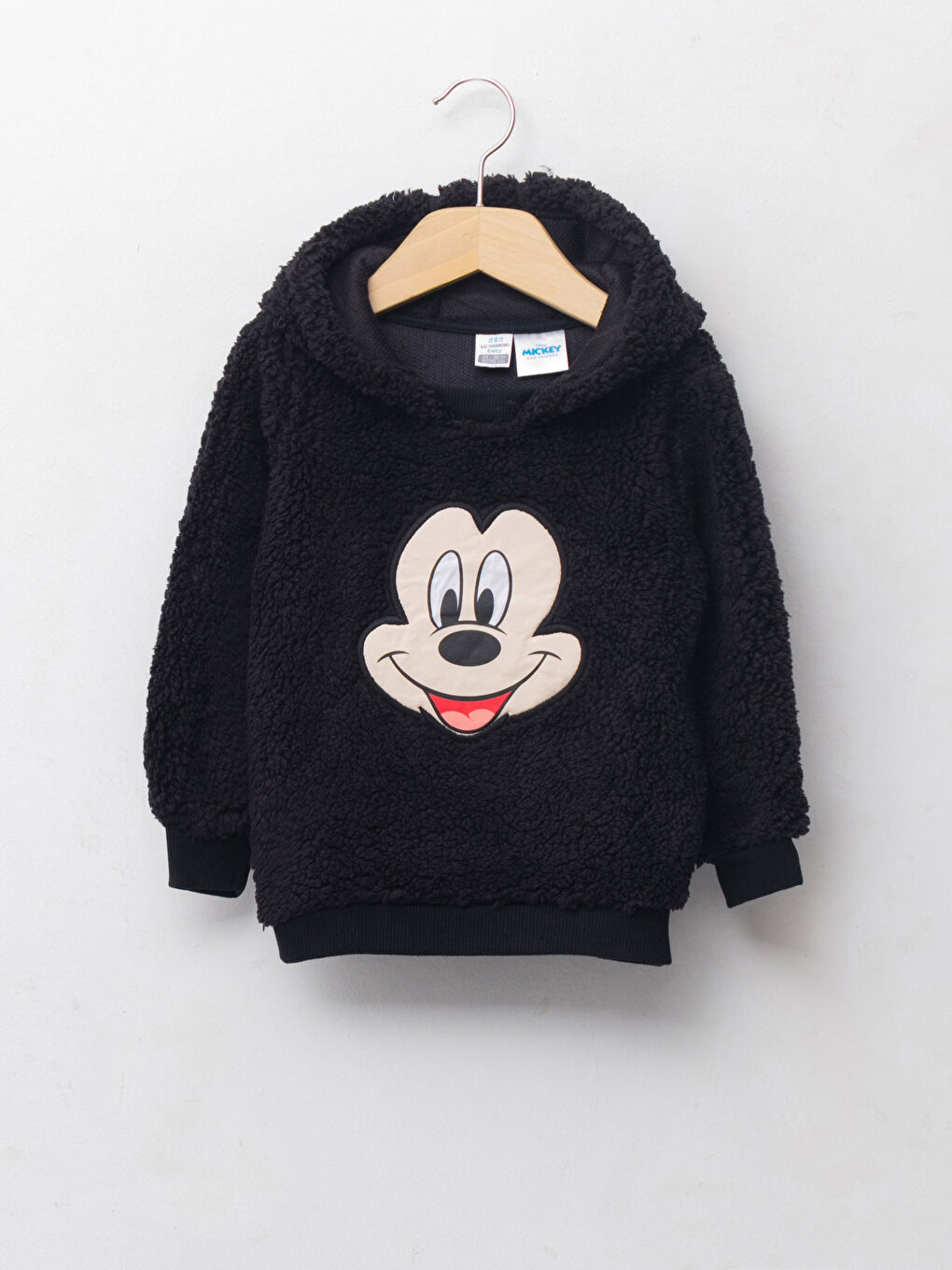 LCW baby Siyah Uzun Kollu Mickey Mouse Nakışlı Erkek Bebek Hoodie - 1