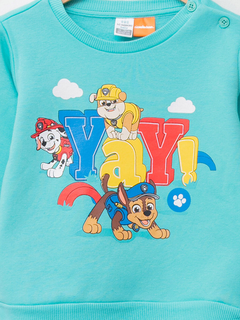 طقم بلوزة كم طويل بياقة دائرية مطبوع عليها Paw Patrol وبنطلون رياضي للأولاد الرضع - عبوة من قطعتين-2