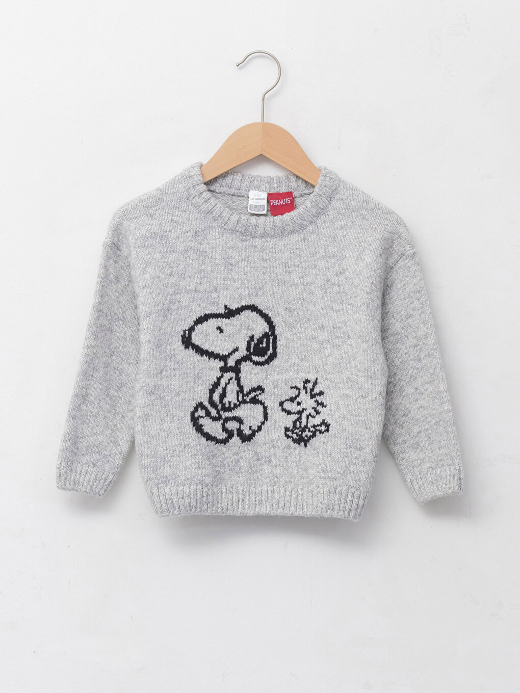 Crew Neck Long Sleeve Snoopy Printed Baby Boy Knitwear Sweater