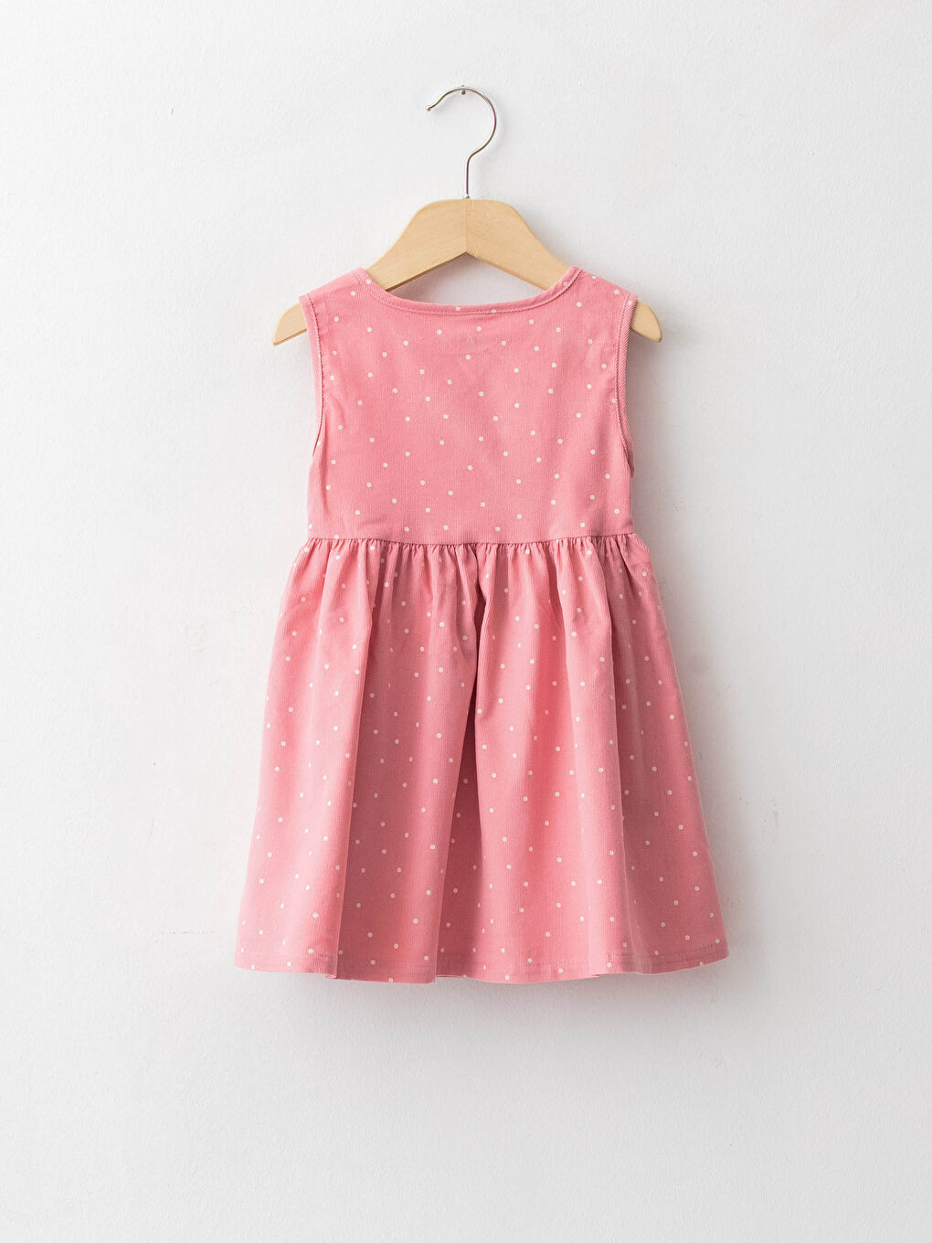 Pembe Bisiklet Yaka Desenli Pamuklu Kız Bebek Elbise-1