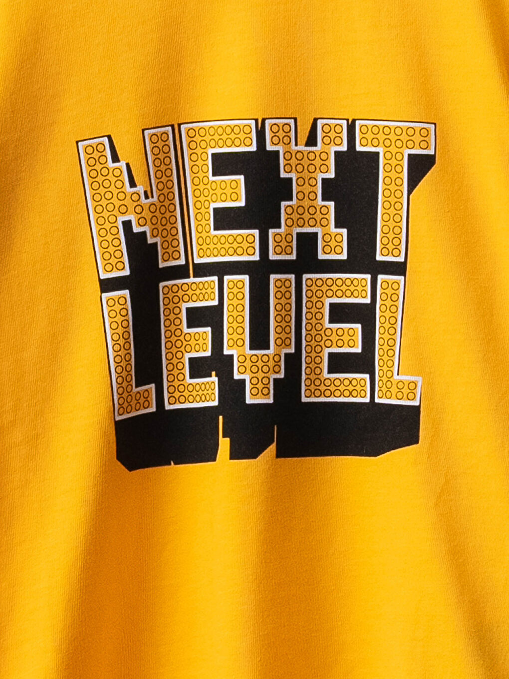 Sarı Bisiklet Yaka Baskılı Uzun Kollu Pamuklu Erkek Çocuk Pijama Takımı-2