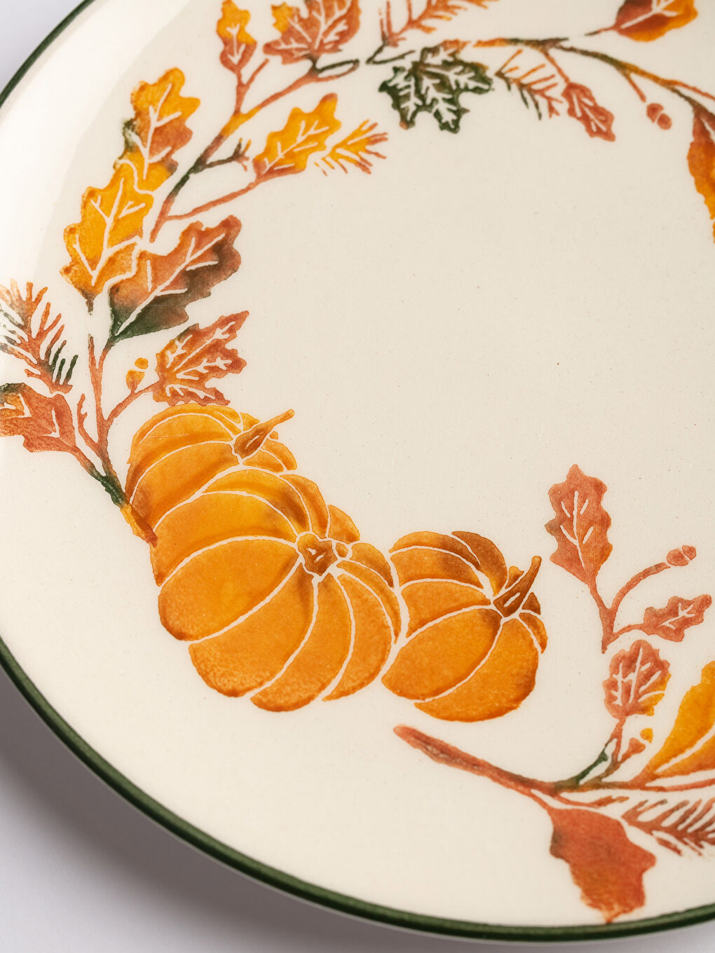 Turuncu Bal Kabağı Baskılı Seramik Pasta Tabağı 21 cm-2