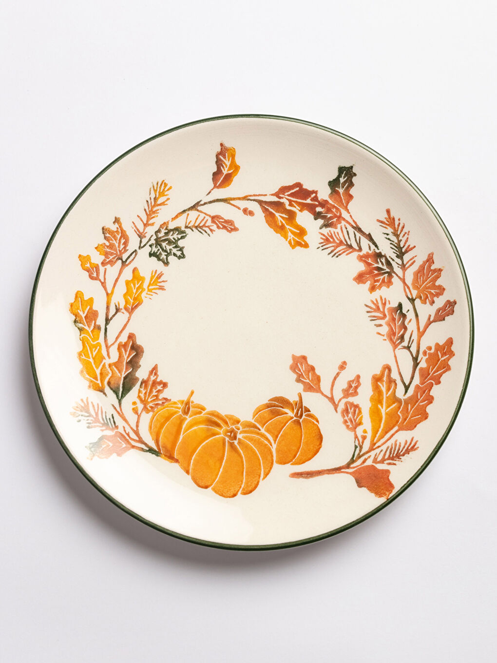 Turuncu Bal Kabağı Baskılı Seramik Pasta Tabağı 21 cm-3