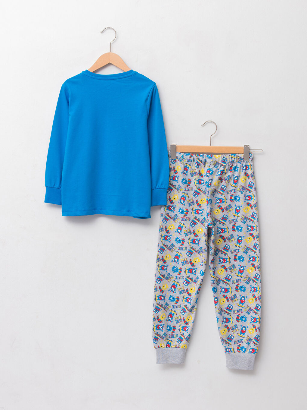 Crew Neck Printed Long Sleeve Boys' Pyjama Set-1