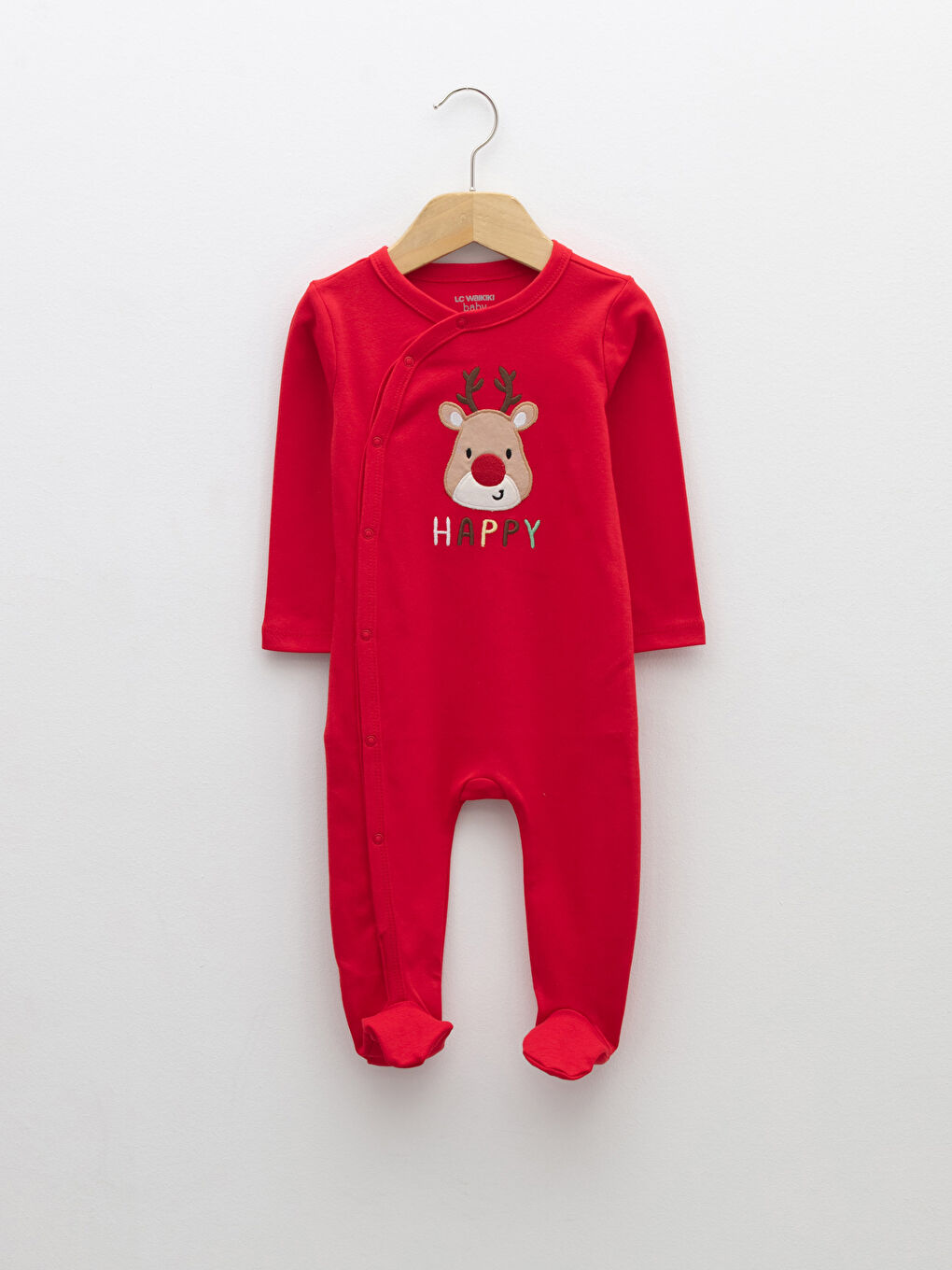 V-Neck New Year Themed Long Sleeve Baby Boy Rompers