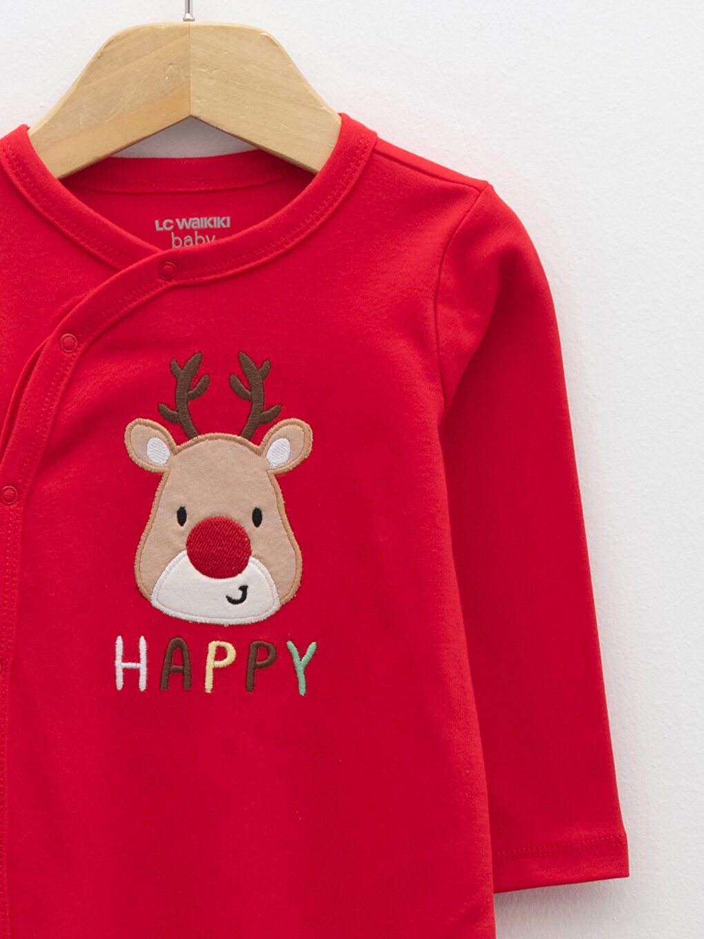 V-Neck New Year Themed Long Sleeve Baby Boy Rompers-2