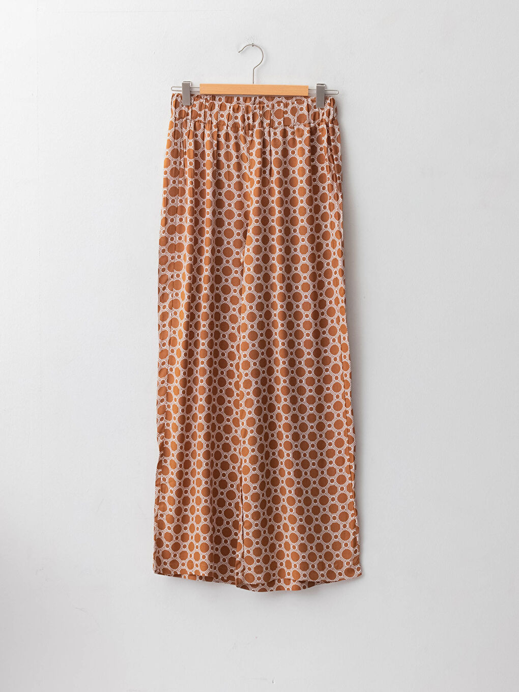 Elastic Waist Comfortable Patterned Viscose Women's Palazzo Trousers-3