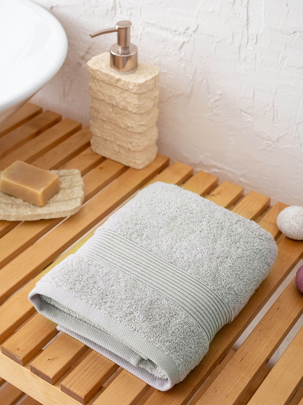 Line Detailed Flat Face Towel 50x80 Cm