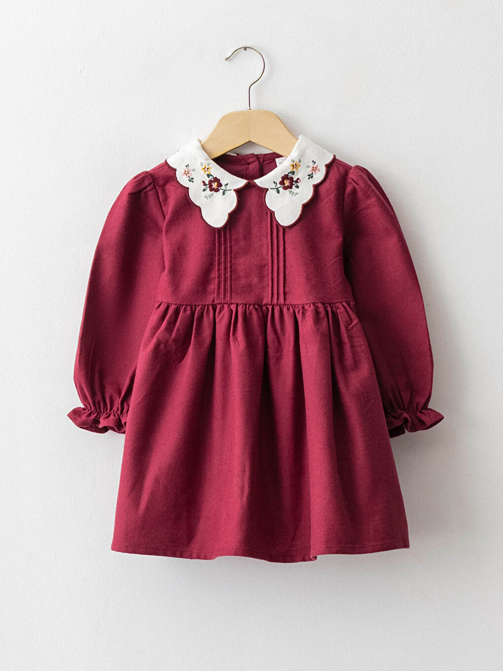 Robe Bébé Fille en Coton à Manches Longues et Col Claudine