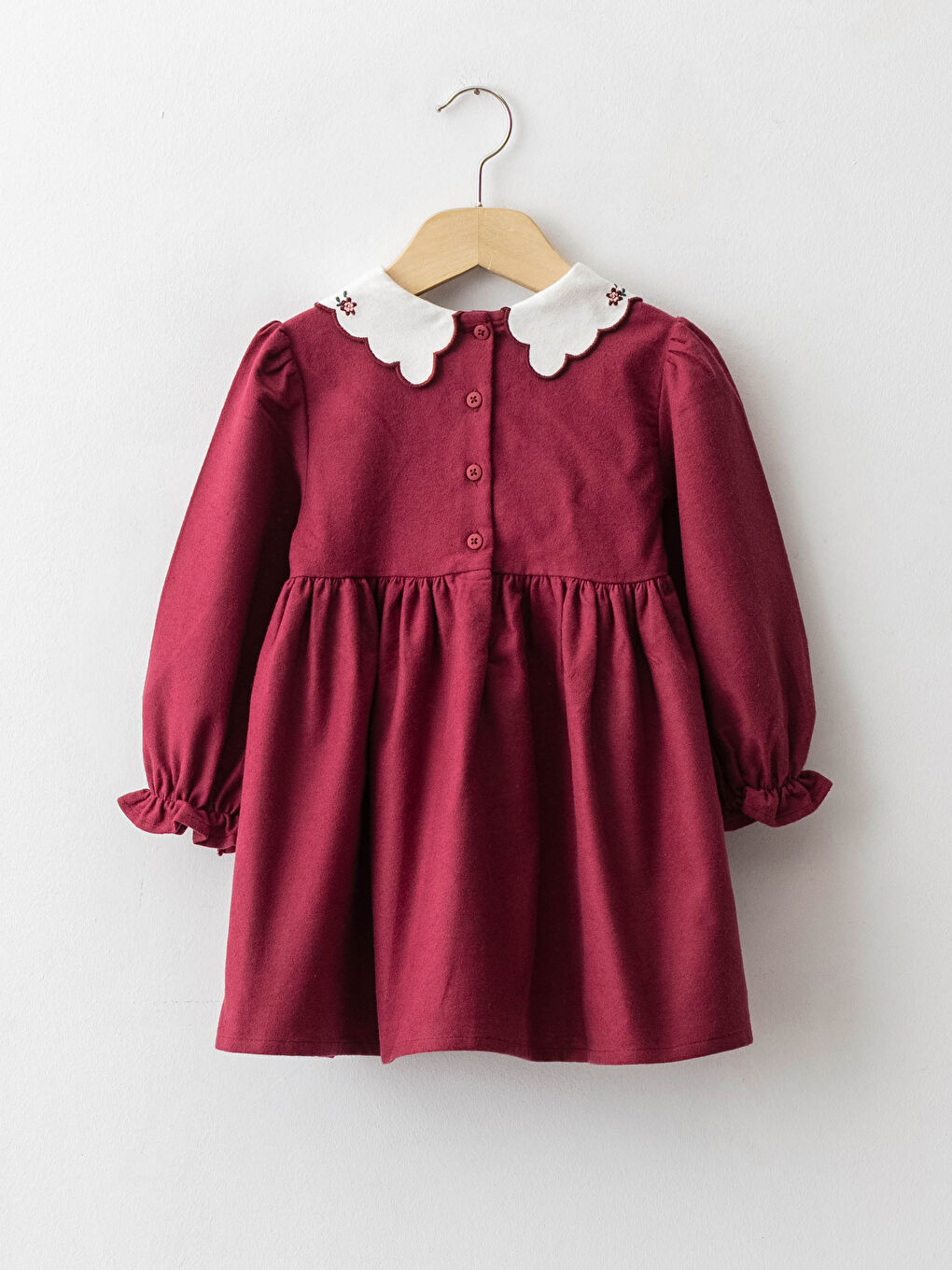 Robe Bébé Fille en Coton à Manches Longues et Col Claudine-1