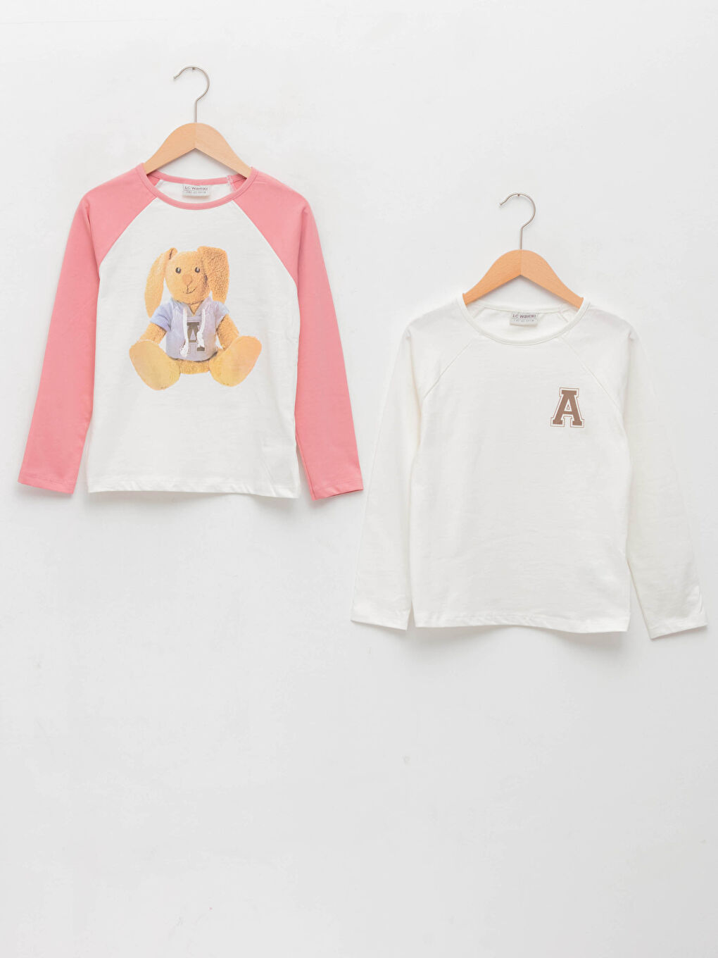 LCW Kids Crew Neck Printed Long Sleeve Girls' T-Shirt 2 Pack -W1CY57Z4-R9J