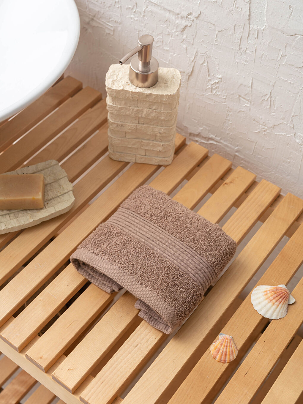 Serviette d'invité Unie avec Détail Ligne 30x50 Cm