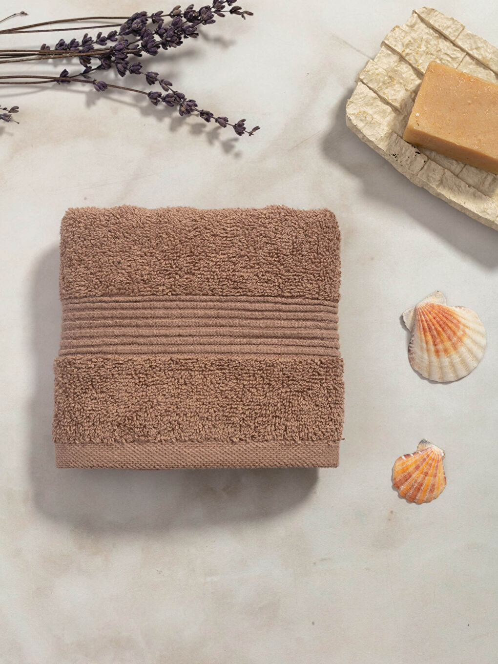 Serviette d'invité Unie avec Détail Ligne 30x50 Cm-1