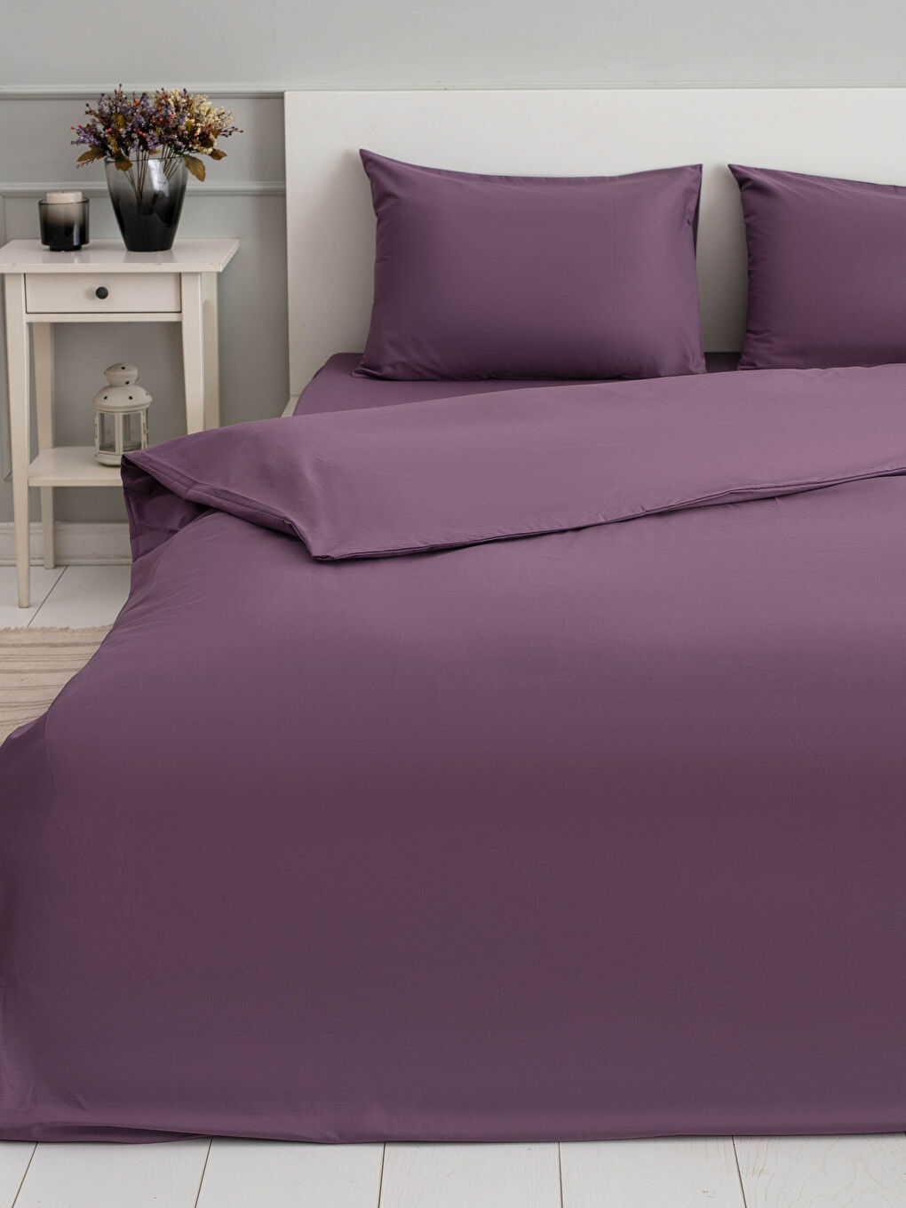 Double Plain Woven Duvet Cover Set