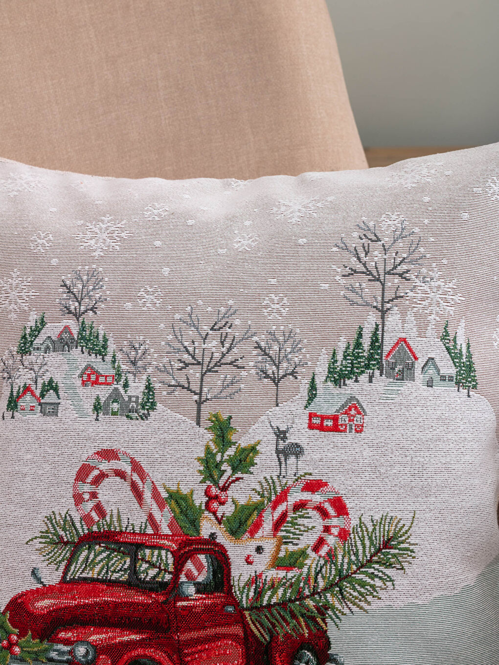 LCW HOME Christmas Themed Patterned Cushion Cover 45x45 Cm -W1DB92Z8-F9C