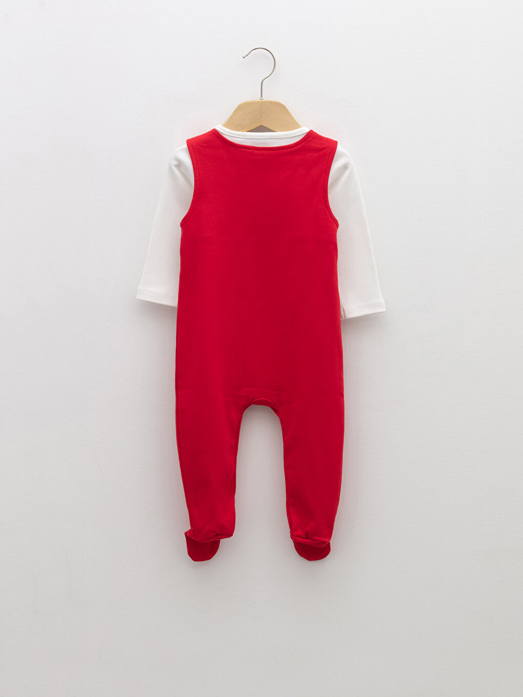 Круглый вырез, длинный рукав, вышивка Микки Маус, бодик на кнопках и полукомбинезон для мальчика, комплект из 2 предметов-1