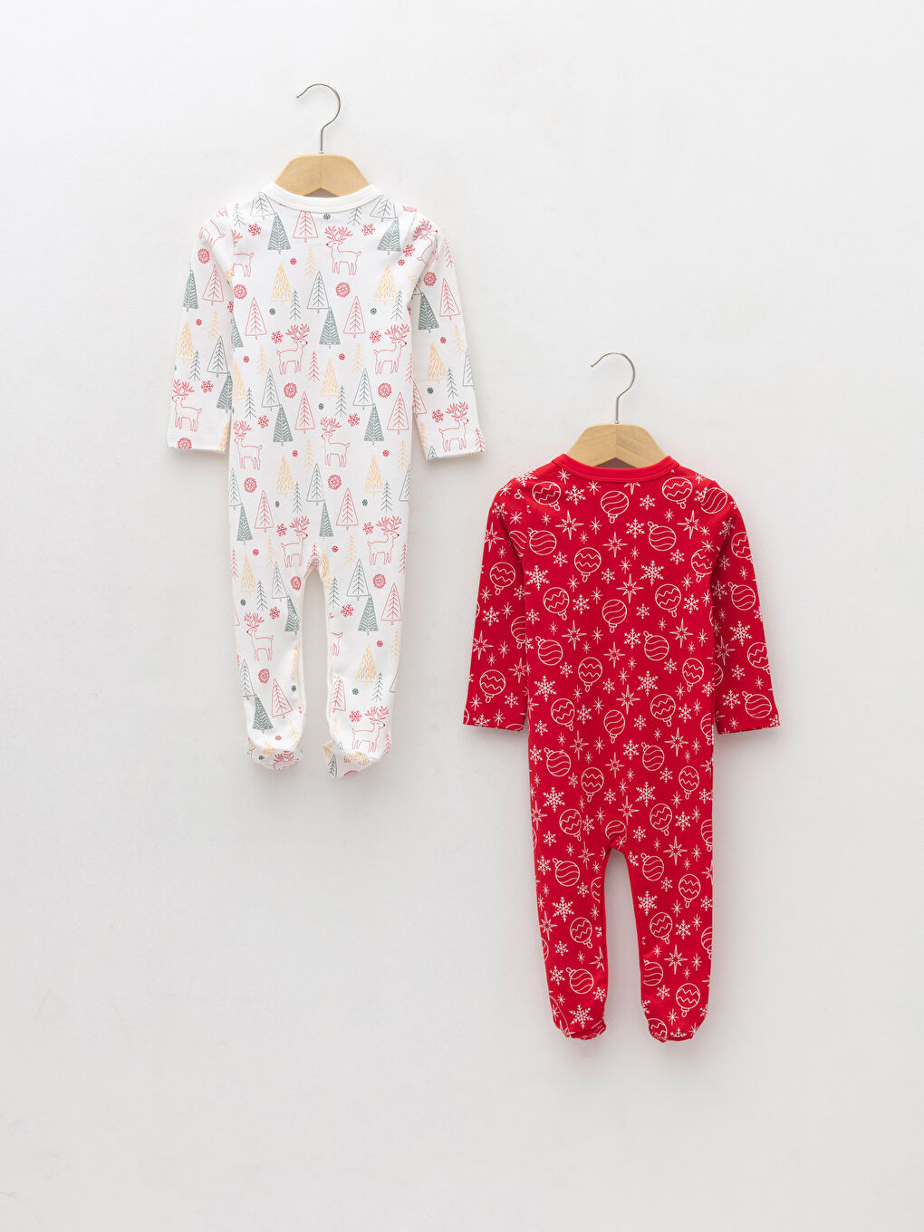 LCW baby V Neck Long Sleeve Printed Cotton Baby Girl Rompers 2 Pack -W1DC72Z1-LU8