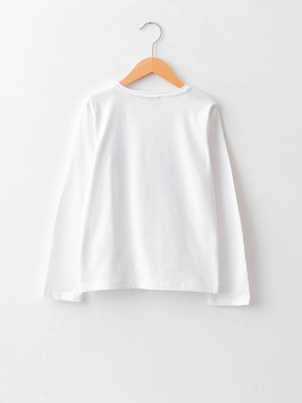Crew Neck Printed Long Sleeve Cotton Girl T-shirt-1