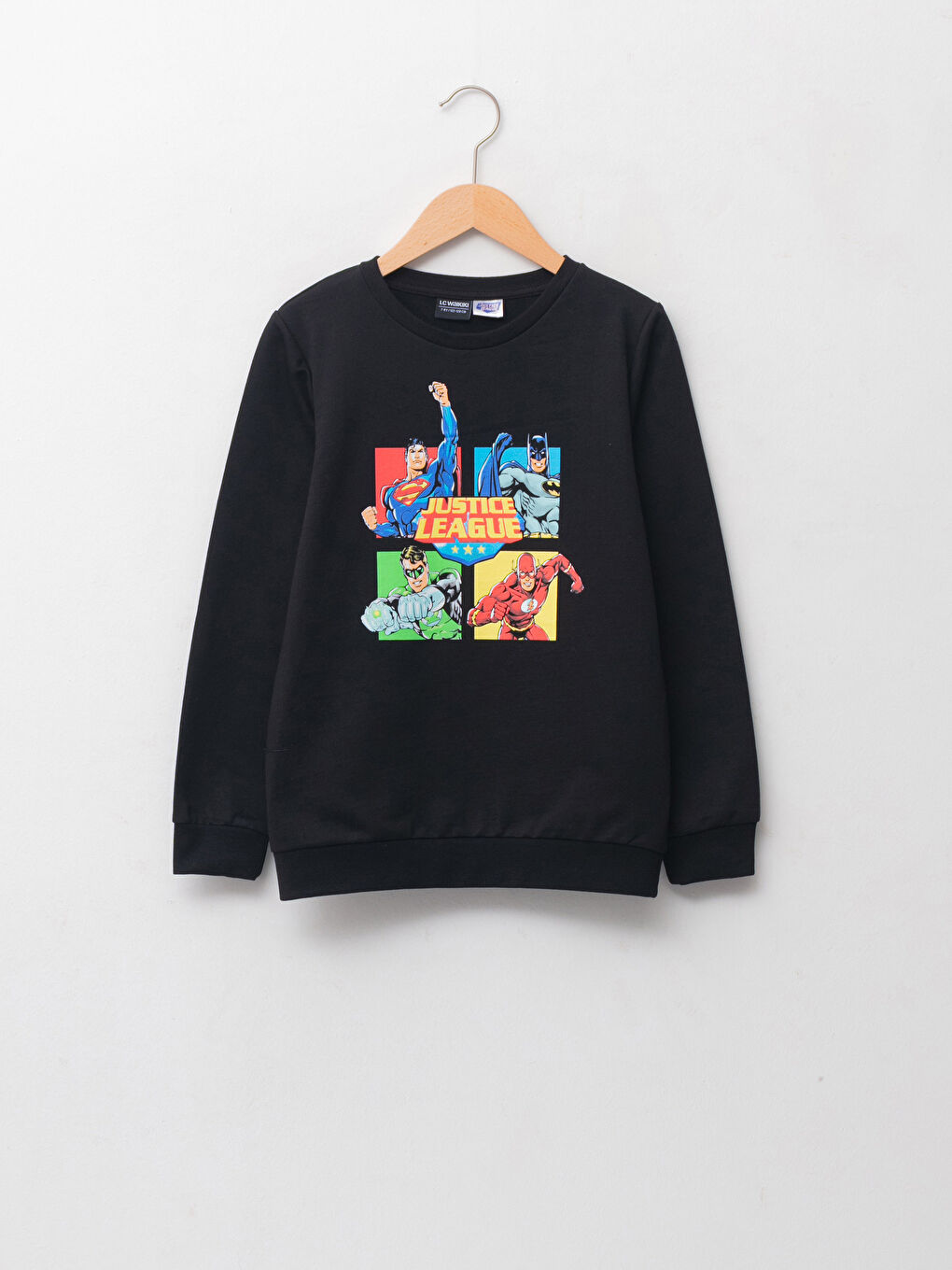 Crew Neck Justice League Printed Long Sleeve Boys' Sweatshirt