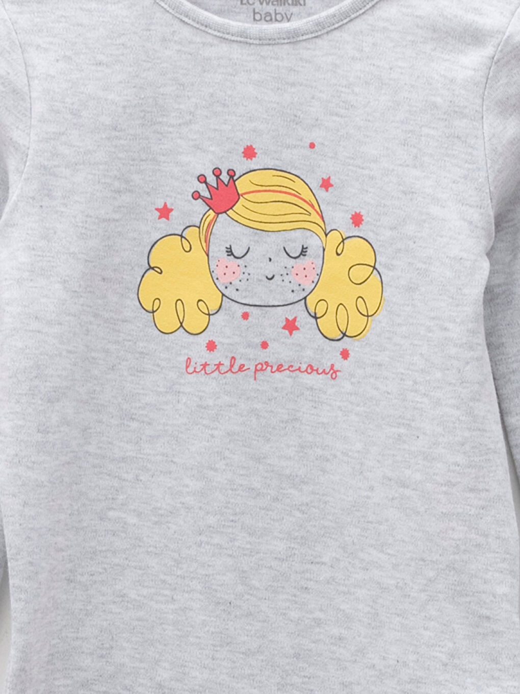 Pembe Bisiklet Yaka Uzun Kollu Baskılı Kız Bebek Çıtçıtlı Bodysuit 2'li-2