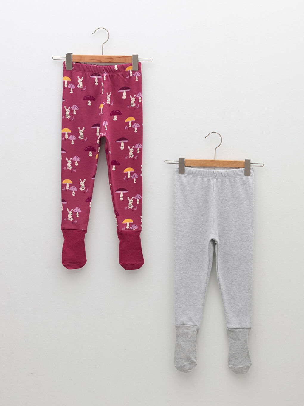LCW baby Elastic Waist Baby Girl Pajama Bottoms with Socks 2-Pack -W1DG00Z1-LT8
