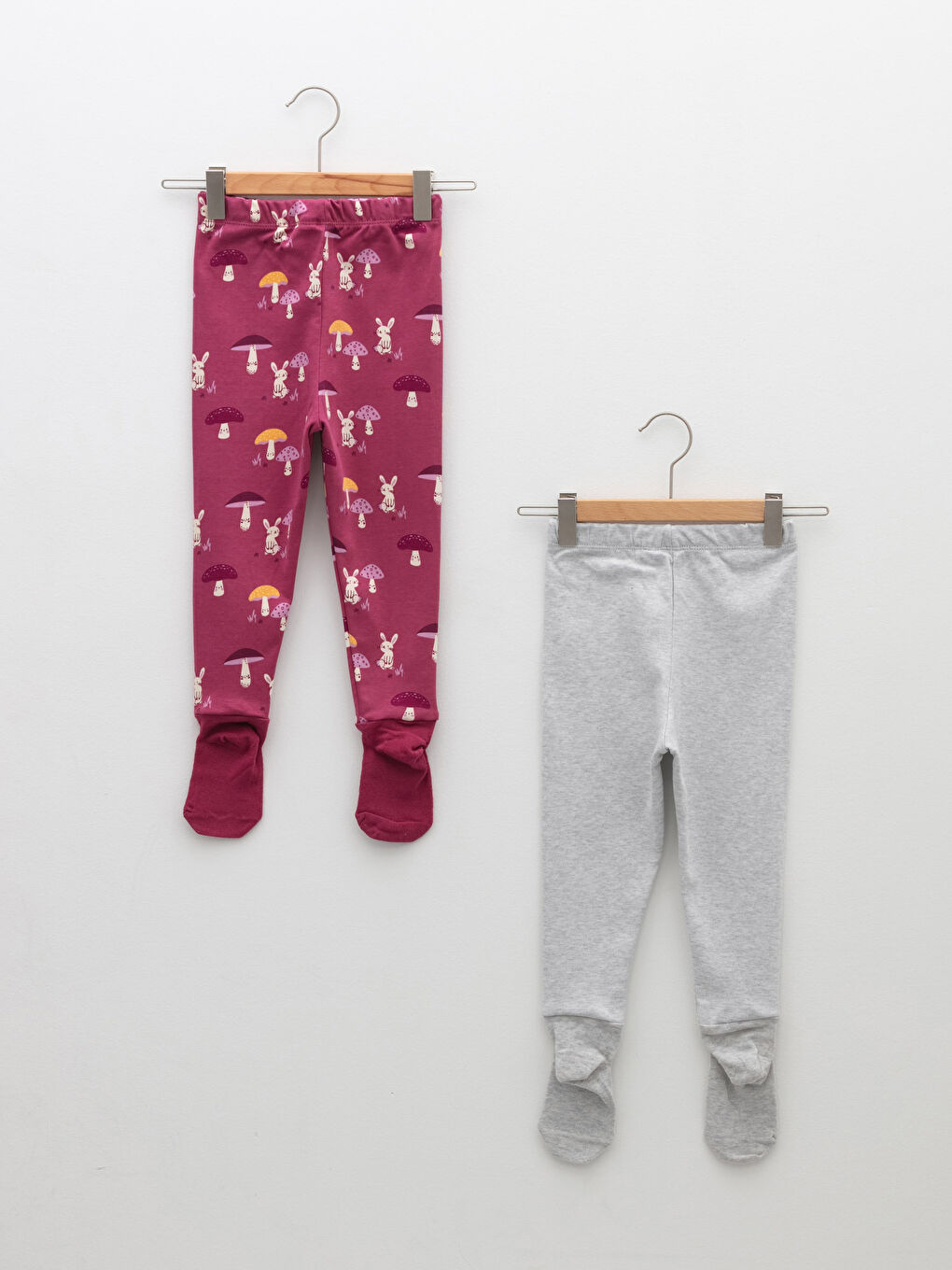 LCW baby Elastic Waist Baby Girl Pajama Bottoms with Socks 2-Pack -W1DG00Z1-LT8