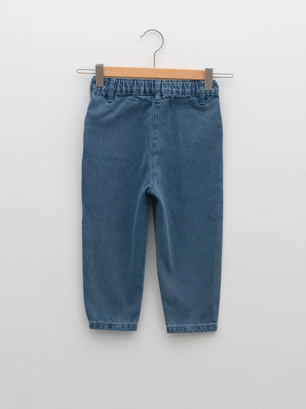 Elastic Waist Embroidery Detailed Baby Girl Denim Trousers-1