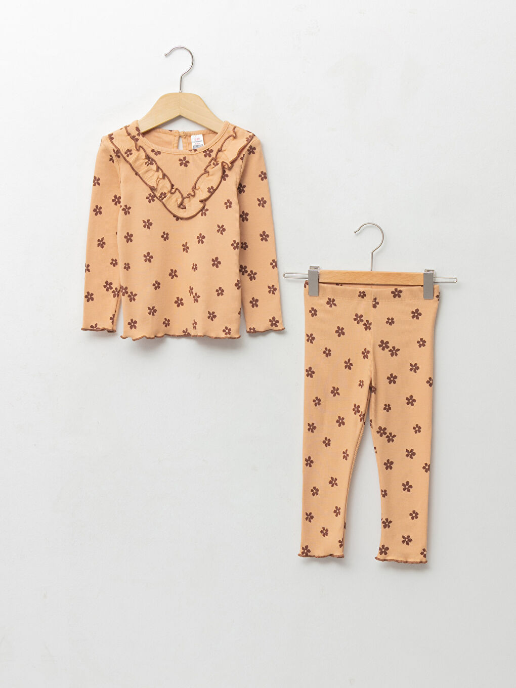 Set Bluză și Leggings cu Mânecă Lungă și Guler Rotund cu Imprimeu pentru Bebeluși Fete, 2 Bucăți