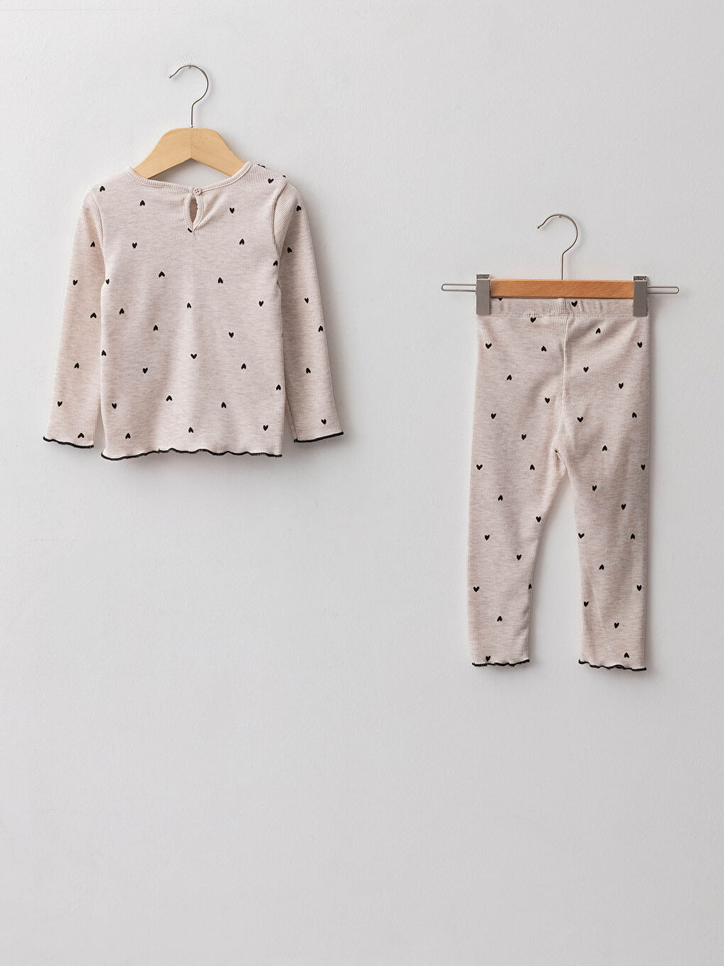 Karışık Bisiklet Yaka Uzun Kollu Desenli Kız Bebek Bluz ve Tayt 2'li Takım-1