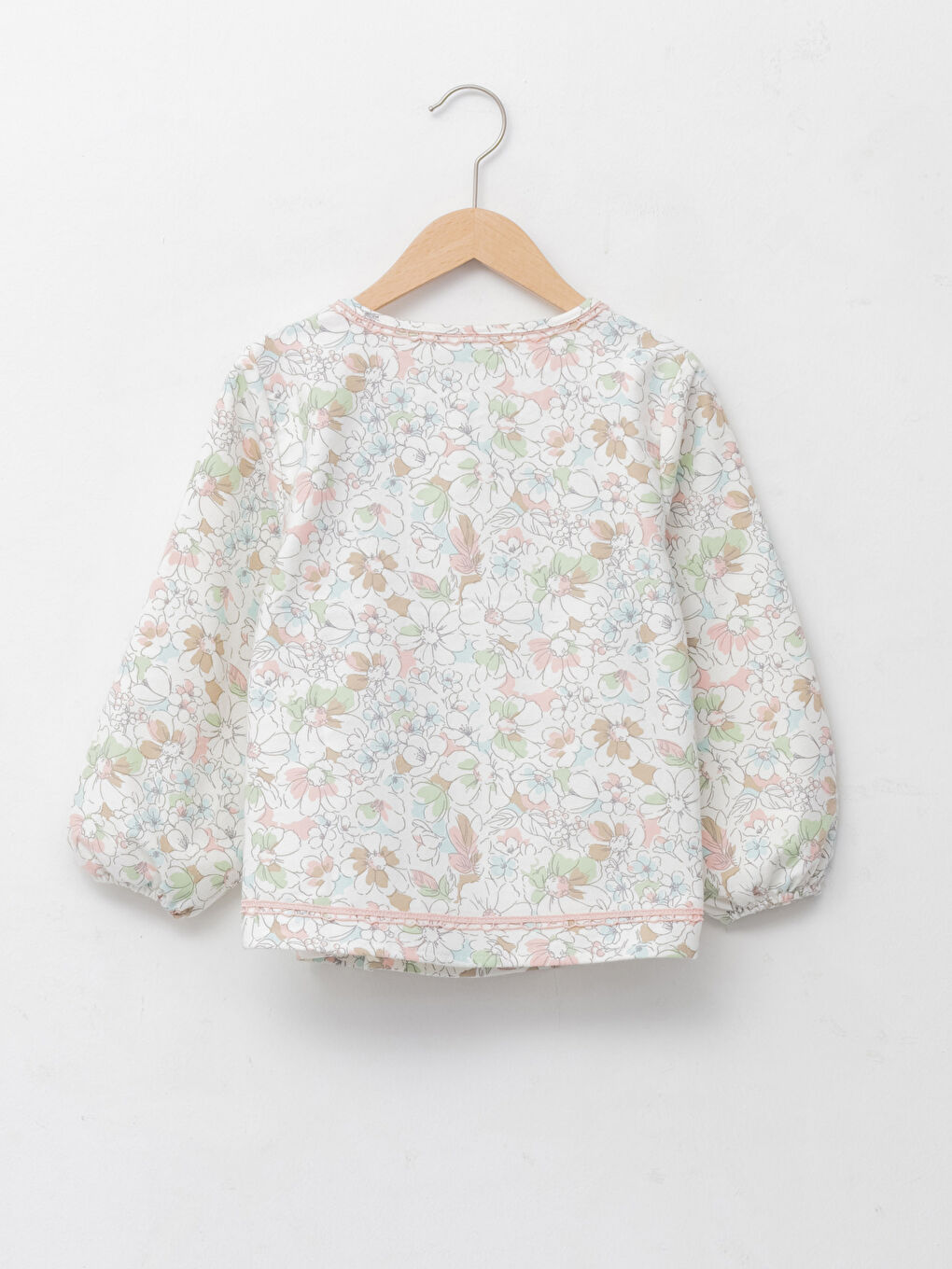 Crew Neck Patterned Long Sleeve Girl's Blouse-1