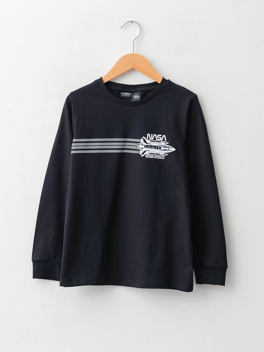 Crew Neck Nasa Printed Long Sleeve Boy T-Shirt and Sweatpants