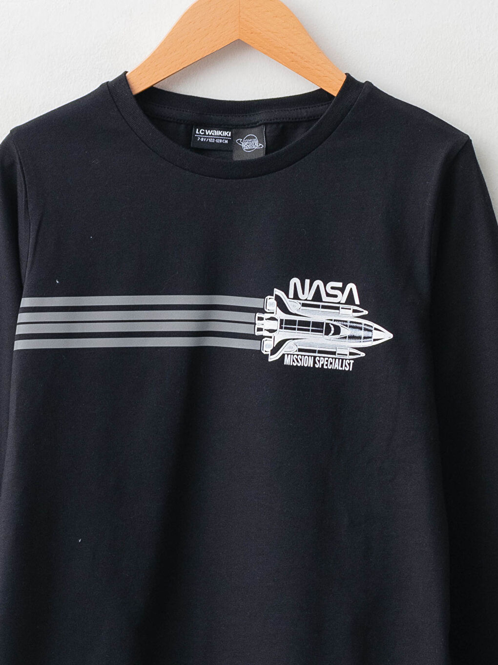 Crew Neck Nasa Printed Long Sleeve Boy T-Shirt and Sweatpants-2
