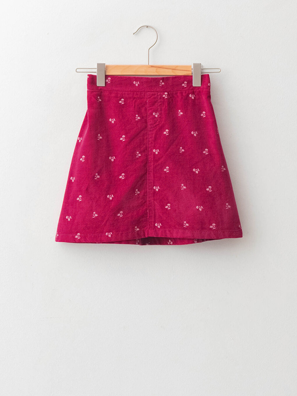 Bordo Desenli Kız Çocuk Kadife Etek