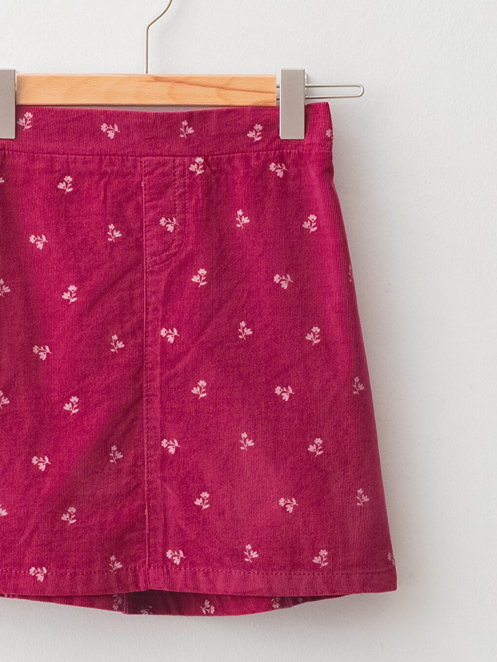 Bordo Desenli Kız Çocuk Kadife Etek-2