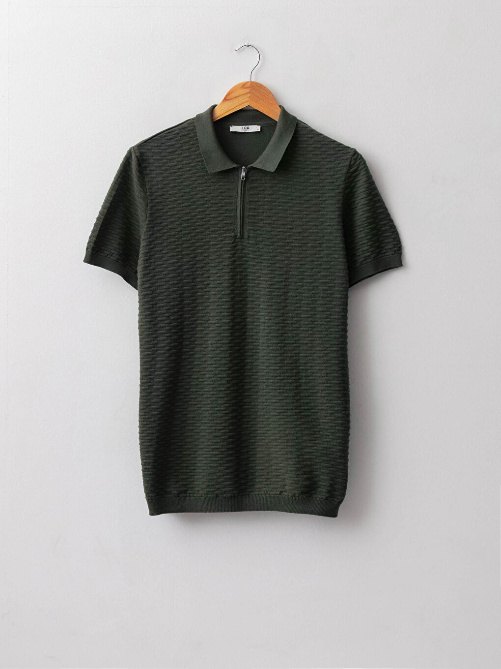 Haki Polo Yaka Erkek Triko Tişört-5