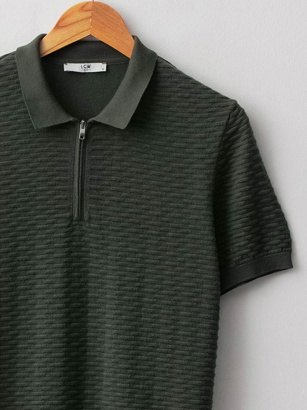 Haki Polo Yaka Erkek Triko Tişört-7