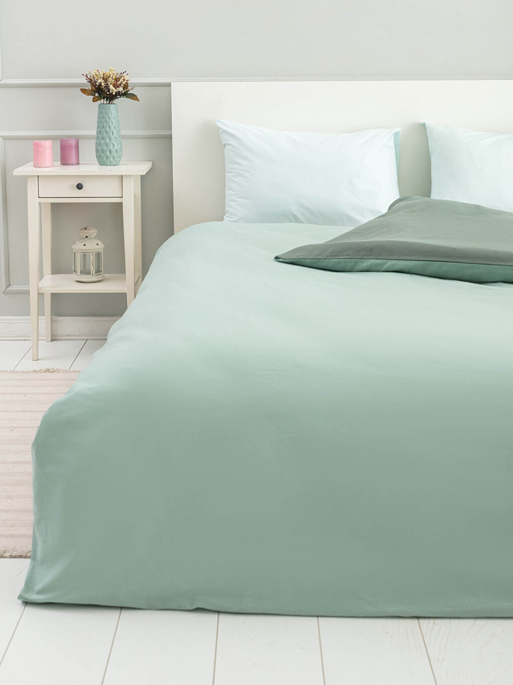 Housse De Couette Double Face Unie Tissée 200x220 Cm