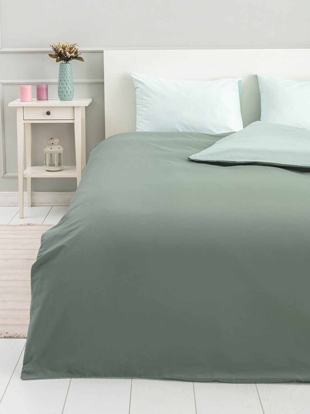 Housse De Couette Double Face Unie Tissée 200x220 Cm-1