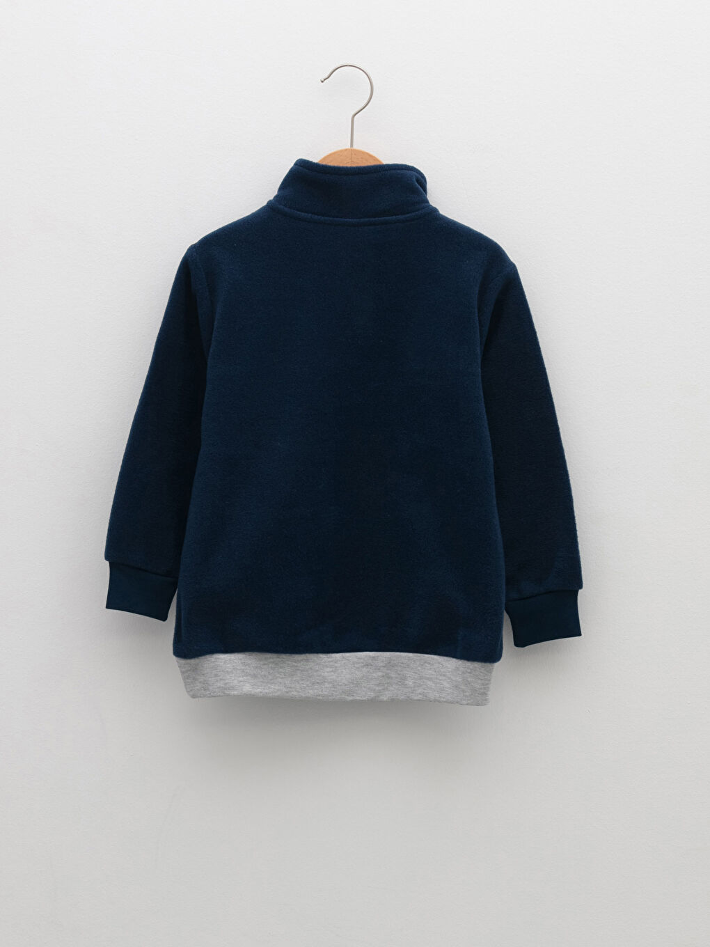 Turtle Neck Printed Long Sleeve Fleece Boy Pajama Top-1