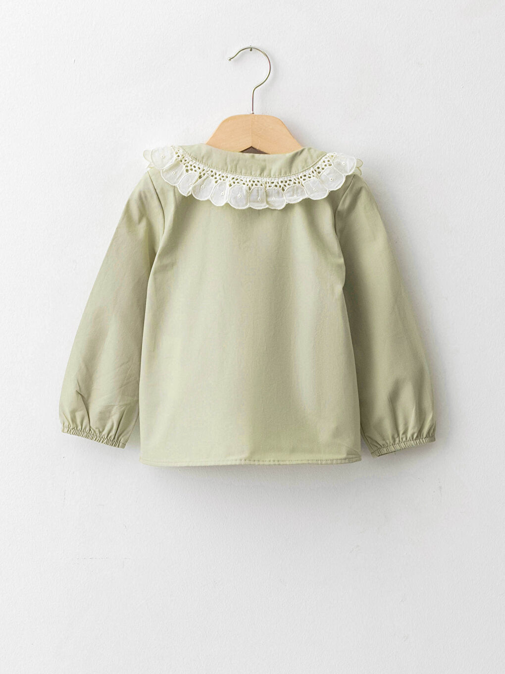 Yeşil Bisiklet Yaka Uzun Kollu Kız Bebek Gömlek-1